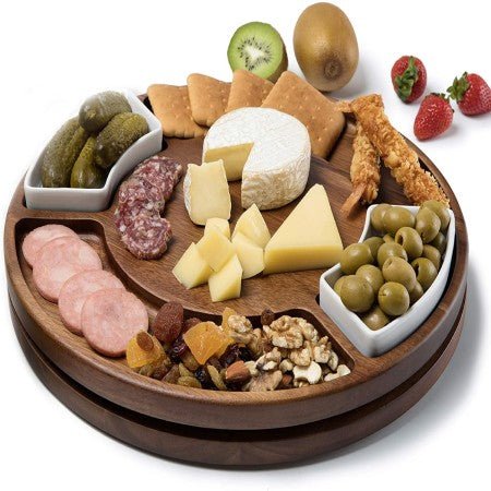 Round Acacia Charcuterie Cheese Board Set - NovoBam