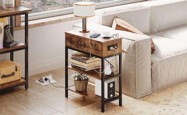 Side Table With Charging Station - NovoBam