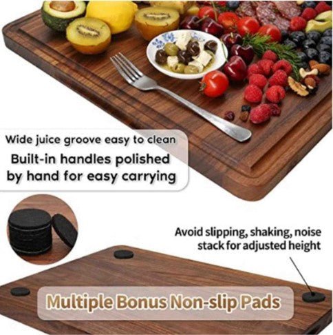 Large Wood Cutting Board With Juice Groove 18x12 Inches Wood Cheese Board  Handcrafted Wooden Chopping Board Edge-grain Cutting Board 