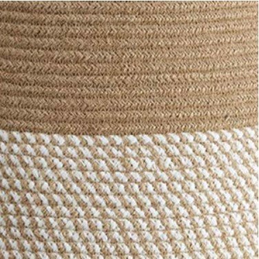 White Mix Jute Cotton Rope Laundry Hamper - NovoBam