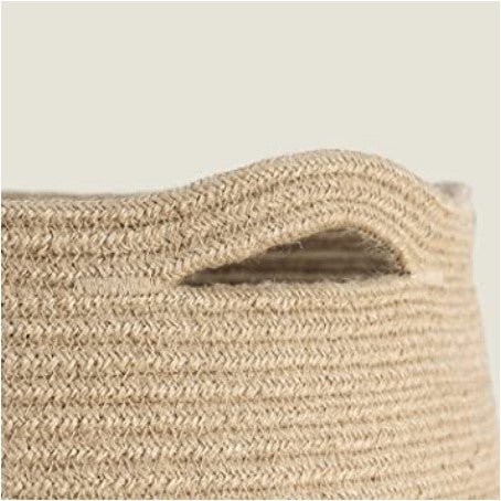 White Mix Jute Cotton Rope Laundry Hamper - NovoBam