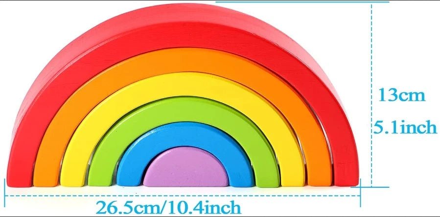 Wooden Rainbow Stacker Nesting Puzzle Blocks - NovoBam