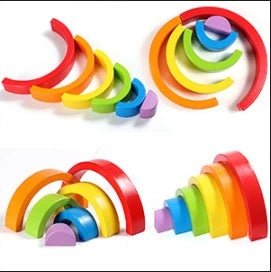 Wooden Rainbow Stacker Nesting Puzzle Blocks - NovoBam