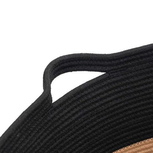 XXXLarge Cotton Rope Laundry Basket Hamper Black & Camel - NovoBam