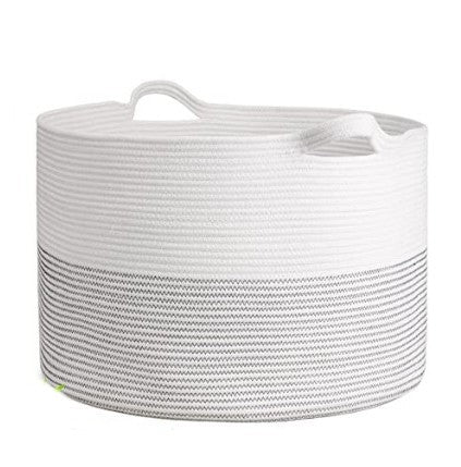XXXLarge Cotton Rope Laundry Basket Hamper White & Gray - NovoBam