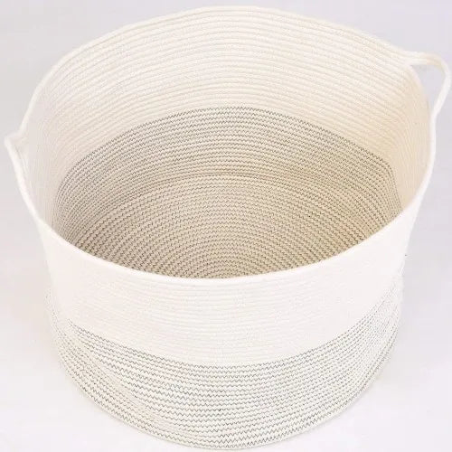 XXXLarge Cotton Rope Laundry Basket Hamper White & Gray - NovoBam