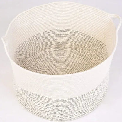 XXXLarge Cotton Rope Laundry Basket Hamper White & Gray - NovoBam