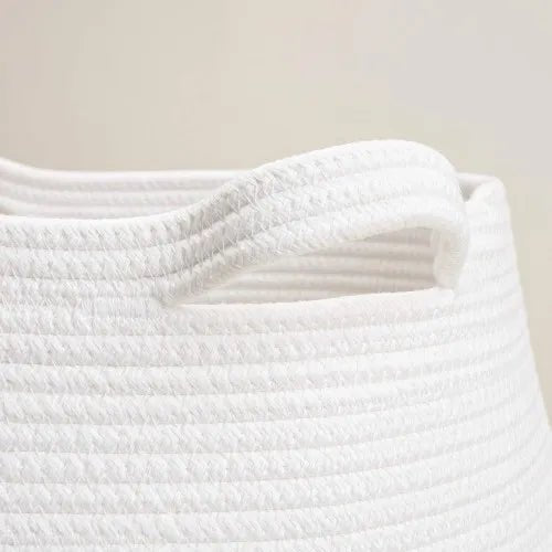 XXXLarge Cotton Rope Laundry Basket Hamper White & Gray - NovoBam